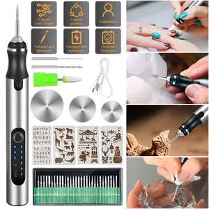 Mini Electric USB Rechargable Engraving Pen Bits DIY Engraver Cordless Polishing