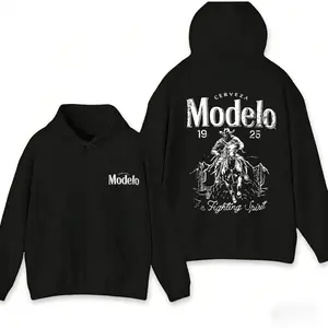 Men’s Vintage Cowboy Letter Graphic Hoodie – Casual Loose Retro Pullover for Daily Wear, Trendy Menswear for All Seasons, Bold Street Style Hoodie, Must-Have Graphic Hoodie