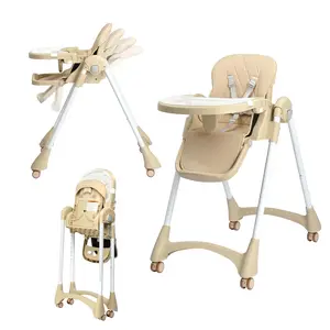JOYMOR Foldable Baby High Chair, 4 in 1 Convertible Highchair for Eating, Height Adjustble and Multiple Recline, Compact Foldable Design for Easy Storage