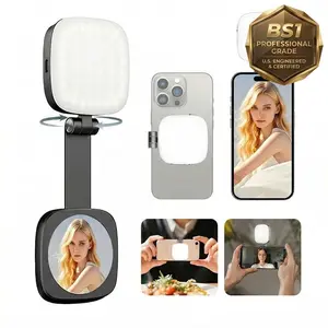 Magnetic Selfie Light for Phones LED Selfie Ring Light 360° LED Ring Light with MagSafe Portable Rechargeable Selfie & Fill Light with Mirror & Phone Stand Perfect Gift for girls for Makeup Live Streaming & Video Calls