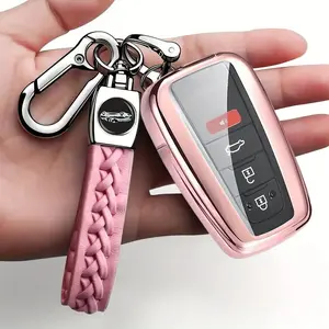 Car Key Case, TPU Car Key Protector, Smart Key Case Compatible with Toyota Camry RAV4 Highlander Avalon C-HR Prius Corolla GT86, Car Key Accessory, Car Accessories