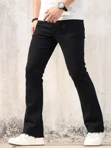 Four Seasons Men's Slim Fit Micro Flare Washed Denim Jeans Pants 🔥 | Suitable for Dates/Work, Casual Streetwear Style | Soft and Elastic, Comfortable to Wear | TikTok's Popular Fashion Item