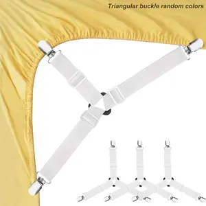 Bed Sheet Fastener, 4 Counts/set Triangle Elastic Band Holder for Bed Sheet, Durable Bedding Accessories for Bedroom, Bed Sheet Straps, Bed Sheet Grippers