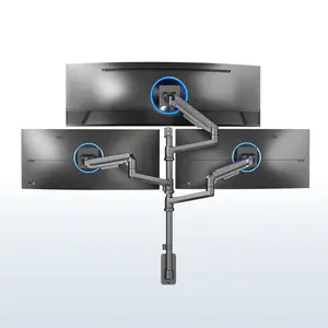 Pneumatic Arm Triple Ultrawide Monitor Extra Tall Wall Mount - Up to 49" Screens