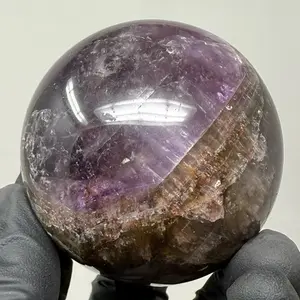 2.22” inch Polished Super 7 Seven Sphere w/ Stand Metaphysical Healing Reiki Crystal Ball Super Amethyst