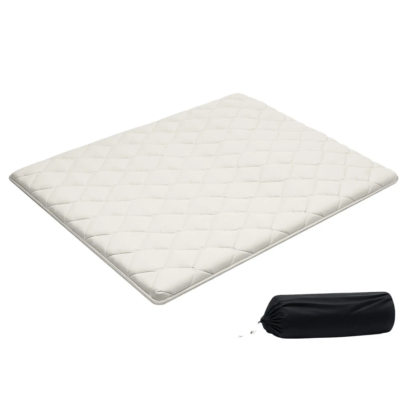 Japanese Tatami Mat, Queen Size Foldable Tatami Mattress With Storage Bag And Fastener, 9-Layer Floor Mat For Sleeping, Dormitory, Meditation, Yoga, 80 X 60 X 2.5 Inches, White, Lightweight And Easy Roll-Up