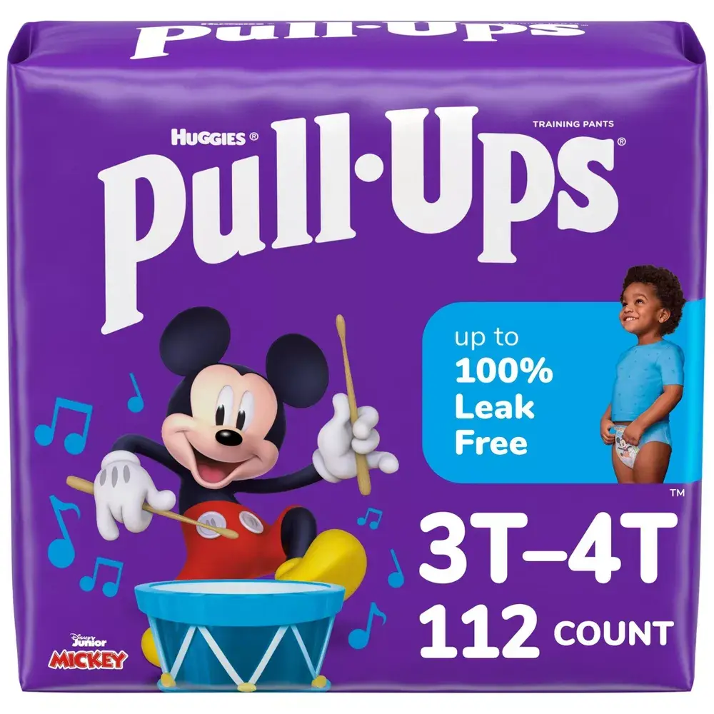 Pull-Ups Girls' Disposable Training Pants - Learning Design Pack, Cotton Nappies, Non-Toxic Diapers with Elastic Band, Mickey Theme