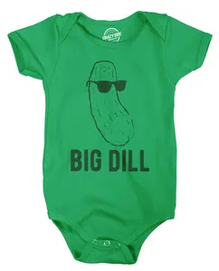 Big Dill Baby Bodysuit Funny Big Deal Funny Cool Pickles Sunglasses Infant Jumper Funny Baby Onesies Funny Food Onesie Novelty Onesie Green