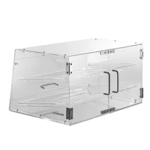 Father's Day Gift Spring new arrivals Pastry Display Case, 2-Tier Commercial Countertop Bakery Display Case, Acrylic Display Box with Rear Door Access & Removable Shelves, Keep Fresh for Donut Bagels Cake Cookie, 20.7"x13.2"x11.9" electric winch