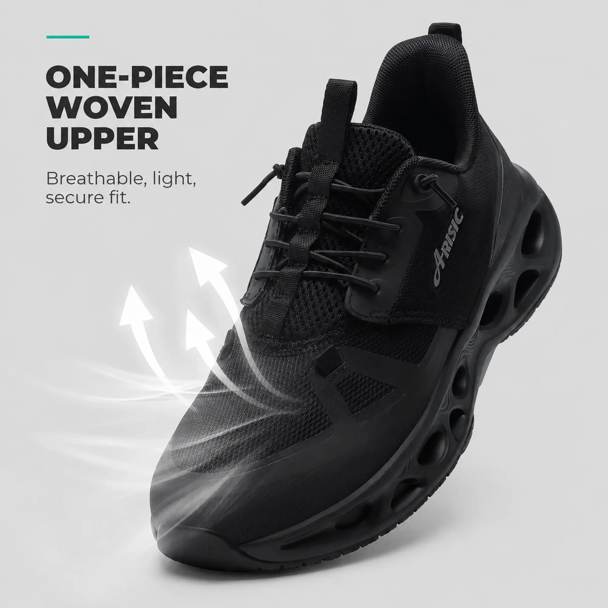 Men's & Women's Lace-Up Casual Work Running Sneakers - Polyester, Lightweight, Slip-Resistant, Oil-Resistant Kitchen Duty Shoes for Restaurant Chefs, Daily Wear Black