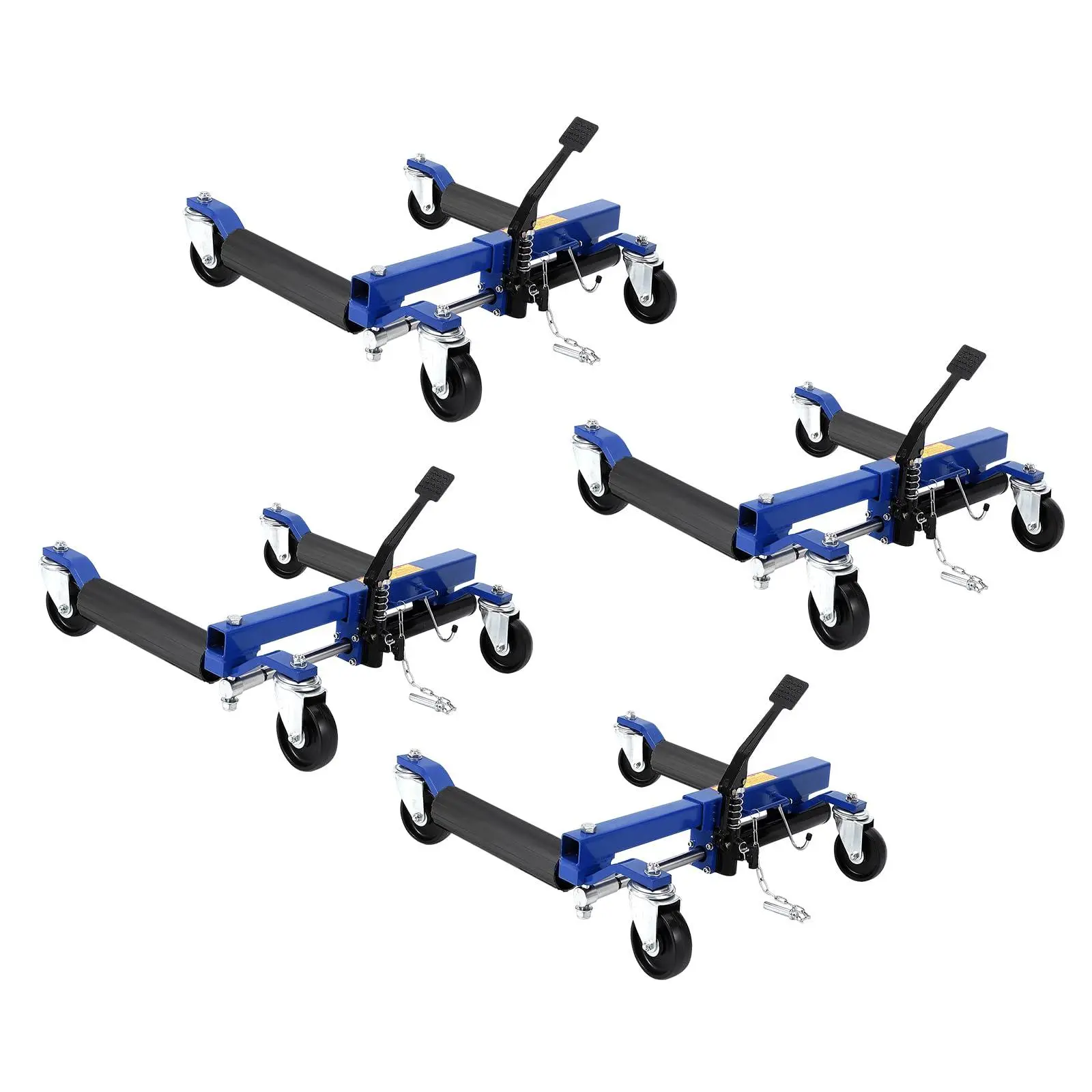 Gaomon 4-Piece Heavy Duty Steel Frame Car Wheel Dolly Jack Set, 1,500-lb Weight Capacity, Rust-Resist Coat, 4-Inch Ball-Bearing Casters, 360° Swivel, Hydraulic Lift, Hands-Free Foot Control, Double V-Shape Twin Rollers, Lifts SUVs & Trucks