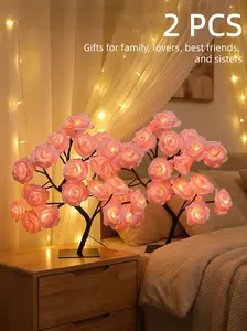 Rose-shaped tree night lamp, Flower lamp, USB-powered, Table lamp, Bedroom lighting, Holiday decorative lights, Interior decor, Valentine's Day gift, Home decor, Decorative lamp SpringStatements Led Lighted