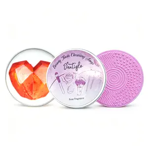 Professional Cosmetic Makeup Brush Cleansing Solid Soap (100g) - Skin-Safe Foaming Formula, Rose & Cologne Fragrance, Deep-Clean Quick-Rinse Silicone, Pink & Blue Options, Aluminium Component, Complimentary Shipping