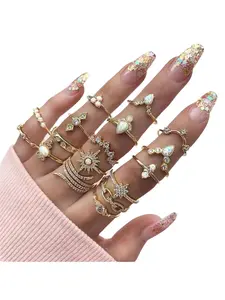 13PCS Gold Knuckle Rings Set for Women Teen Girls Stackable Finger Rings Chain Stacking Ring Vintage Boho Style Rings Midi Rings B Statement Multi Ring