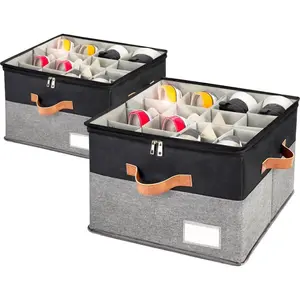 Shoe Organizer for Closet, Fabric Shoe Storage Boxes  Clear Cover, Adjustable Dividers for Storage, Foldable Space-saving Storage Container Bins, Fits 8-16 Pairs Back to school season storage organization XXL Bed Under