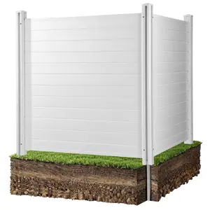 【Summervibes】VEVOR 2 Panels Outdoor Privacy Screen, 50 x 50 in Air Conditioner Fence with 27.6 in Ground Stakes, Pool Equipment Enclosure, Horizontal Vinyl Privacy Fence, Ideal for Trash Can and A/C Units, White