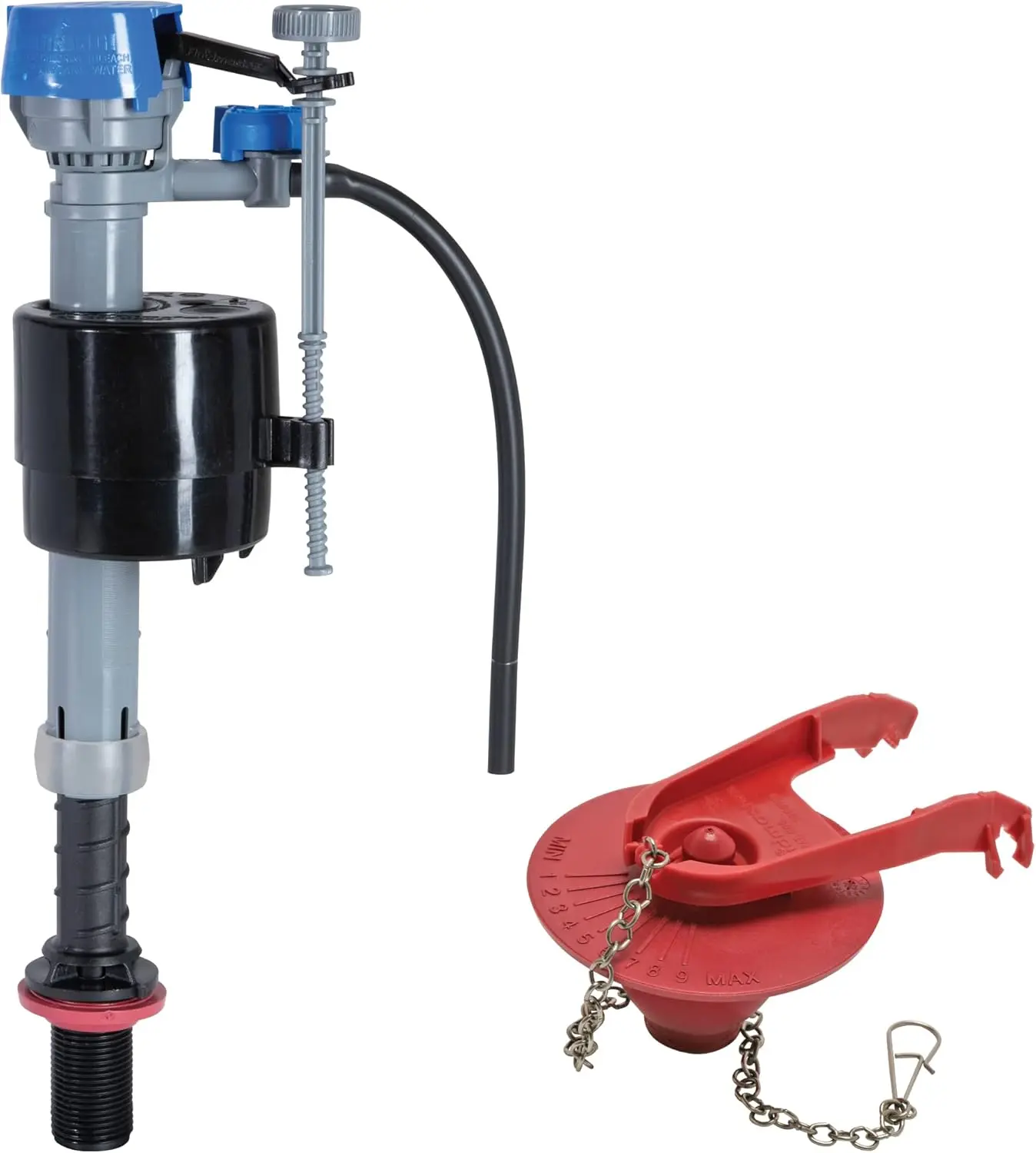 High Performance Toilet Fill Valve, 2-In Adjustable Toilet Flapper Kit with Adjustable Height, Water-Saving Fix for Plumbing Repairs