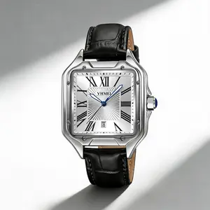 Classic Square Face Watch for Men and Women, Casual Stainless Steel Analog Wristwatch with Roman Numerals and Calendar