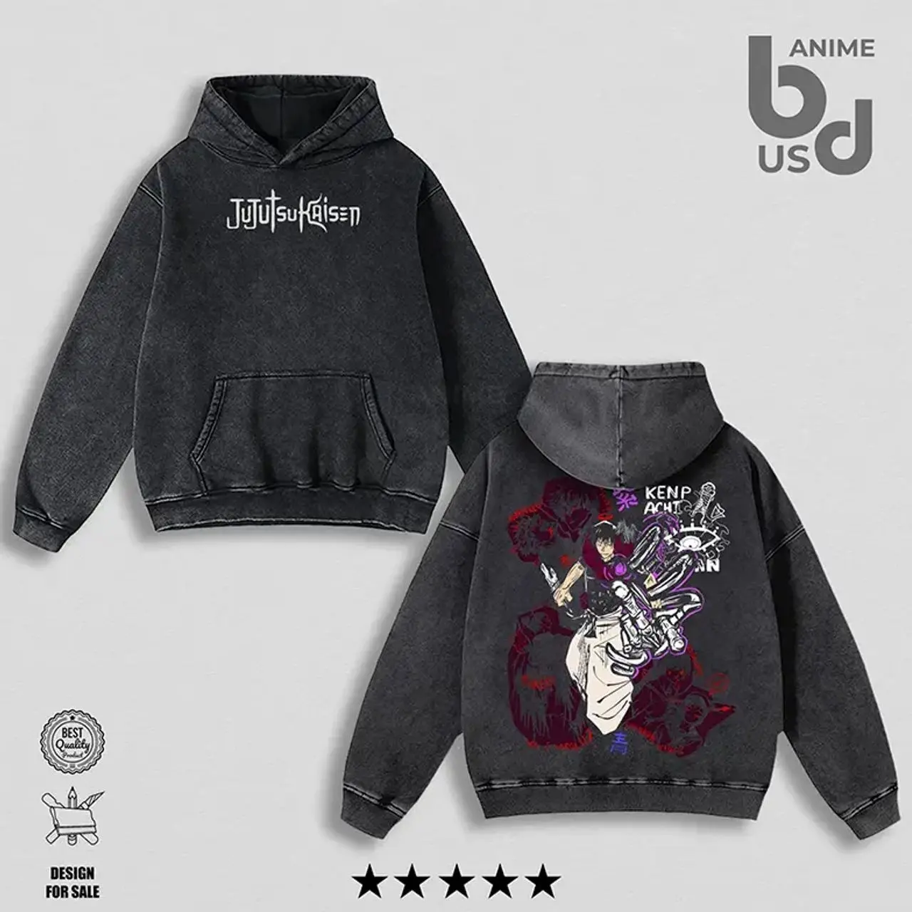 Toji Fushiguro Jujutsu Kaisen Hoodie Wash – Double Printed Cool Style, Oversize Unisex Cotton, Retro 90s Graphic Tee, Streetwear, Menswear, Gift For Anime Fan A1M 7GV