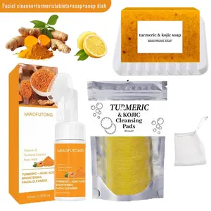 Turmeric Wash and Care Three Piece SetTurmeric Tablets,Turmeric Cleansing Mousse,Turmeric Soap Facial Cleansing Skincare FacialCleansing Cleanser Comfort