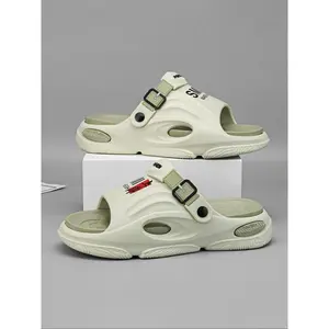 Men's Fashionable Patchwork Design Slides, Casual Comfortable Breathable Non-slip Slippers for Indoor & Outdoor Wear, New Style Beach Shoes for Men