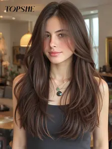 Topshe Lace Wig 22 Inch Straight Hair, Medium Length, Layered Straight Wigs, Breathable Comfort, Natural Look, Perfect for Daily Wear & Music Festivals