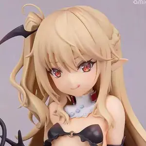 PVC Demon Girl Anime Collectible Doll, 14cm Toys for Grown Ups with Interchangeable Faces, Movable Sitting Pose, Adult Model for Home Desktop Decoration, Ideal Gift for Hobby Enthusiasts Articulated Figurines Action Figurine
