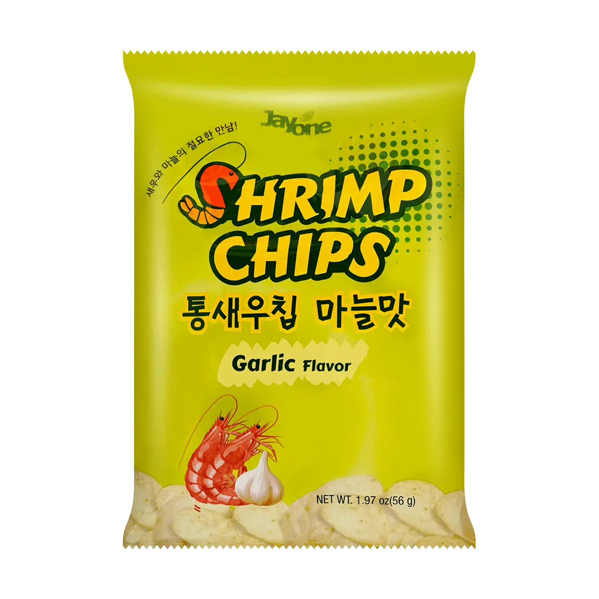 JAYONE Korean Garlic Shrimp Chips 56g - Crispy Savory Snack, Authentic Flavor