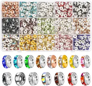 900 Pieces Rondelle Spacer Beads for Jewelry Making,8mm Rhinestone Spacer Beads,Crystal Bead Spacers for Bracelets,Focal Beads for Pen Necklaces