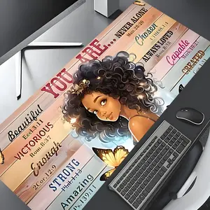 Self-motivation Manifesto for Black Women Large Gaming Mouse Pad, Computer Mouse Pad, Extended Mousepad, Non Slip Mousepad, Stylish Desk Protector with Non-Slip Rubber, Multi-Size for Laptop & Desktop Use, Desktop Accessory