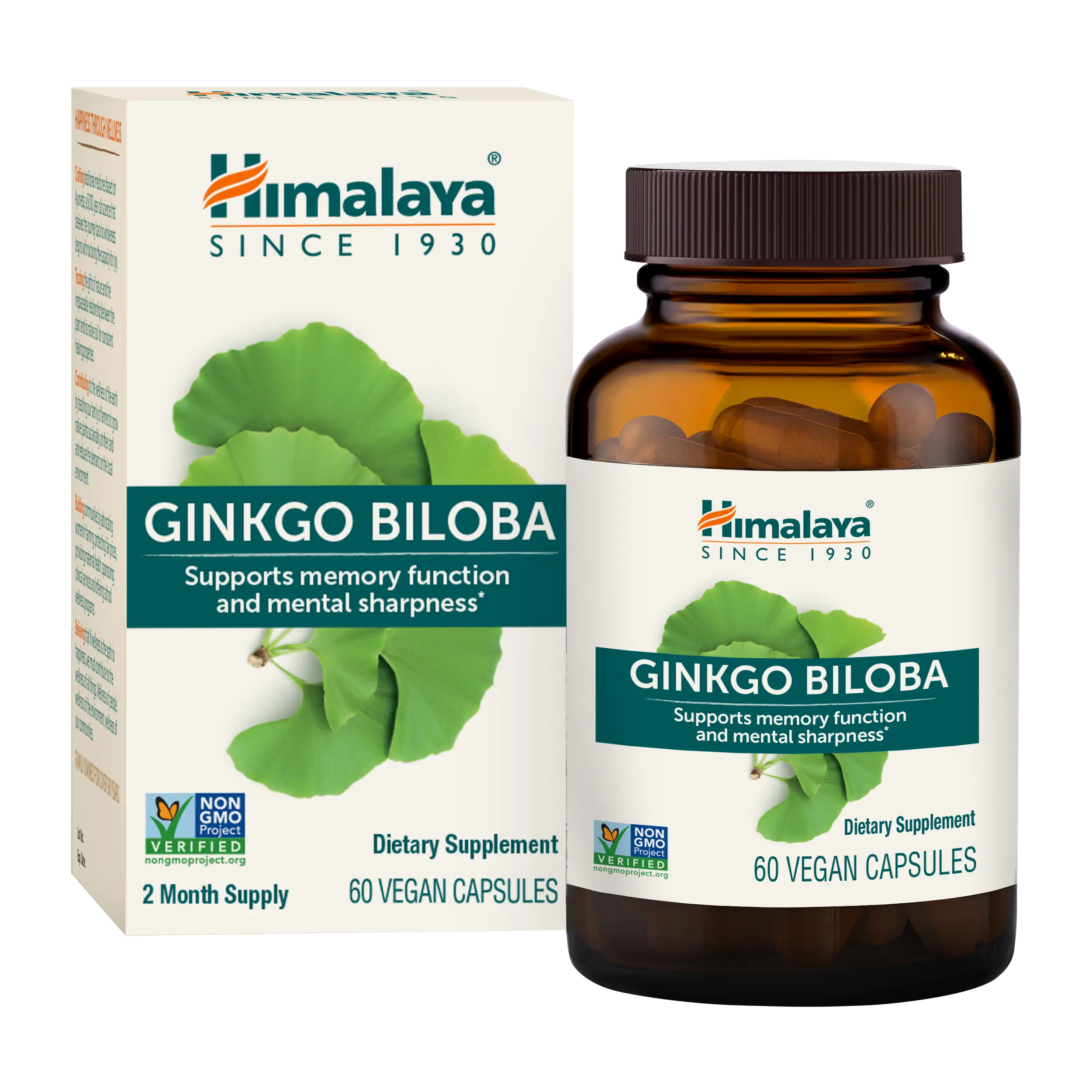 Himalaya Ginkgo Biloba, 60 Day Supply - Herbal Brain Supplements for Memory and Focus Support - Vegan, Gluten Free, 120 mg, 60 Capsules