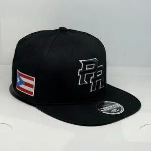 Embroidered 3D Puff PUERTO RICO and Flag Side Snapback Flat Bill Trucker Hat Baseball Cap Fit All Season
