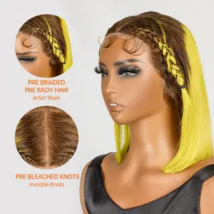 [New In] Wiggins Hair Pre-Braided Bob Wig Pre-cut 13*4 Lace Front Human Hair Wig 12 Inch for Beginners Friendly Glueless Pre-Cut Pre-Bleached Pre-Plucked