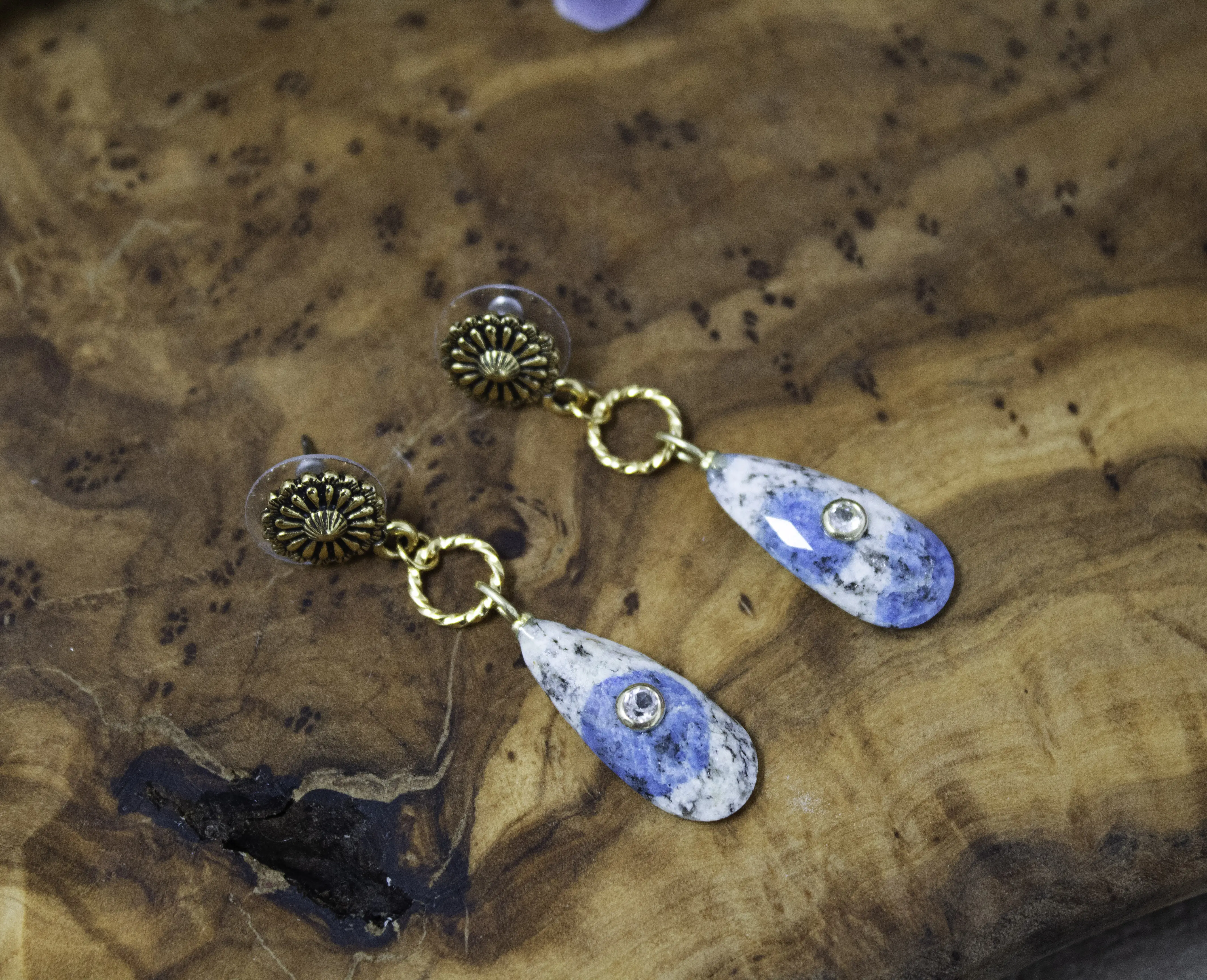 K2 Jasper Inlay with White Topaz Earrings