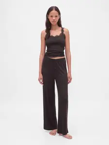Gap Women's Mini Rib Wide-Leg PJ Pants