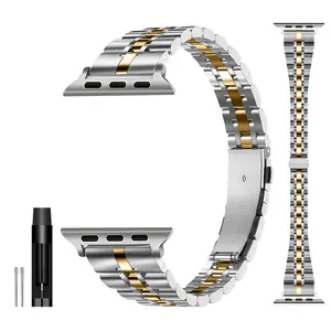 Stainless Steel Watch Band (Band Only), 1 Count Lightweight Watch Band for Women, Compatible with Apple Watch 41mm 40mm 38mm 45mm 44mm 42mm iWatch 9/8/7/6/5/4/3/2/1/SE/SE2 Series Smart Watch Straps, Smartwatch Strap, Smart Watch Accessories