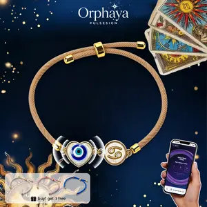 Orphaya 12 Zodiac Sign Bracelet (With 4 Interchangeable Cords),  Mothers Day Birthday Gifts for Women Men, NFC Evil Eye Bracelet with Daily Horoscope Tarot Reading, Adjustable Anklet Waterproof Spiritual Talisman Jewelry