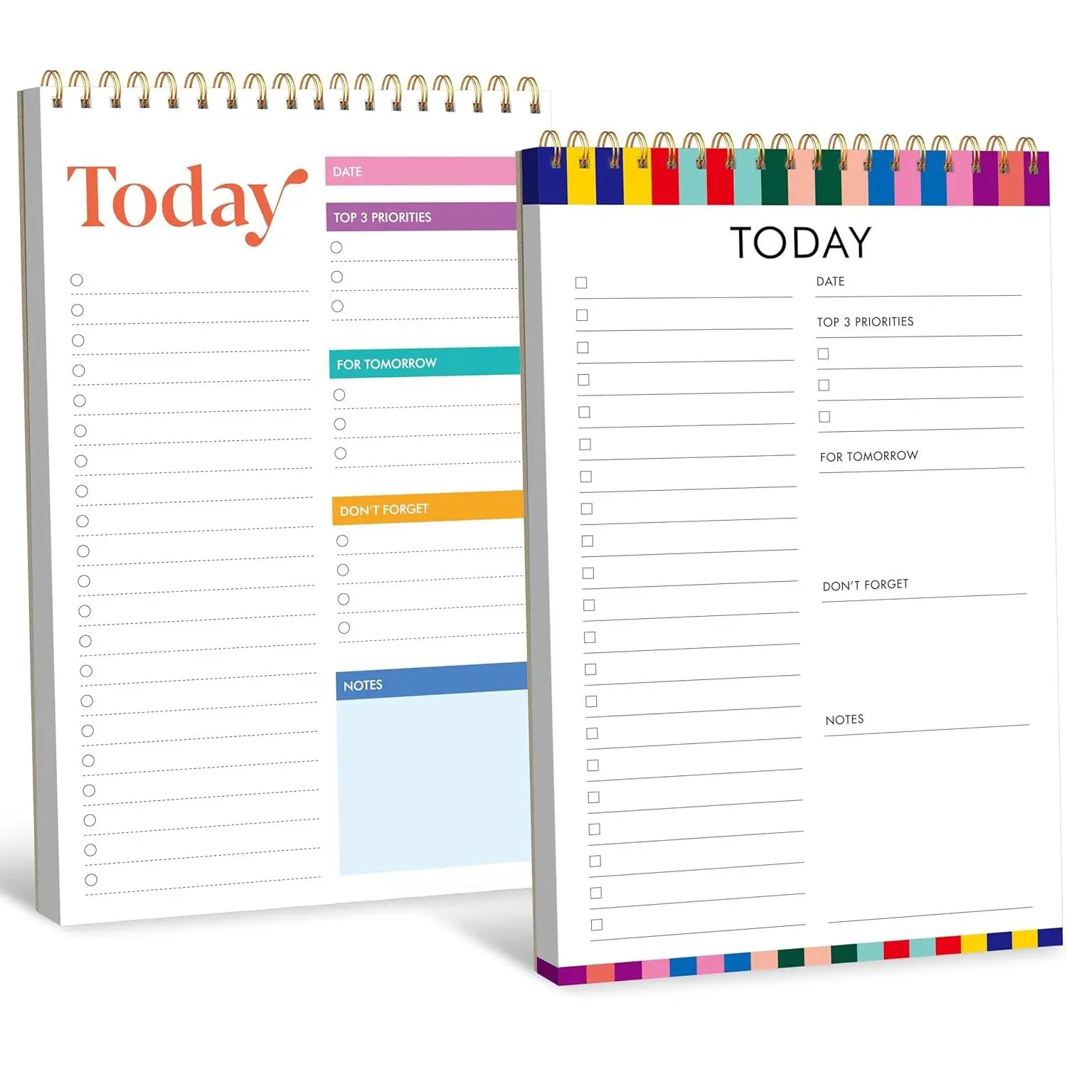 2  Notepads, Daily Planner Notebook with -off Design, Undated Writing Organizer for Daily Tasks and Goal, Coiled Task Track Checklist Productivity Pad for Office, Classroom, , School