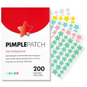 Cute Star Pimple Patches – Hydrocolloid Acne Stickers with Tea Tree, Salicylic Acid & Cica | Colorful Spot Covers in 3 Sizes (10mm, 12mm, 14mm) | 200 Count Skincare