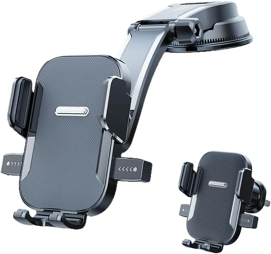 Cell Phone Holder for Car, 360° Rotation Auto-Clamping Dashboard & Windshield Mount, Strong Suction Cup, One-Hand Hands-Free Phone Holder, Fits iPhone, Samsung 4.7"-7", Car Truck SUV