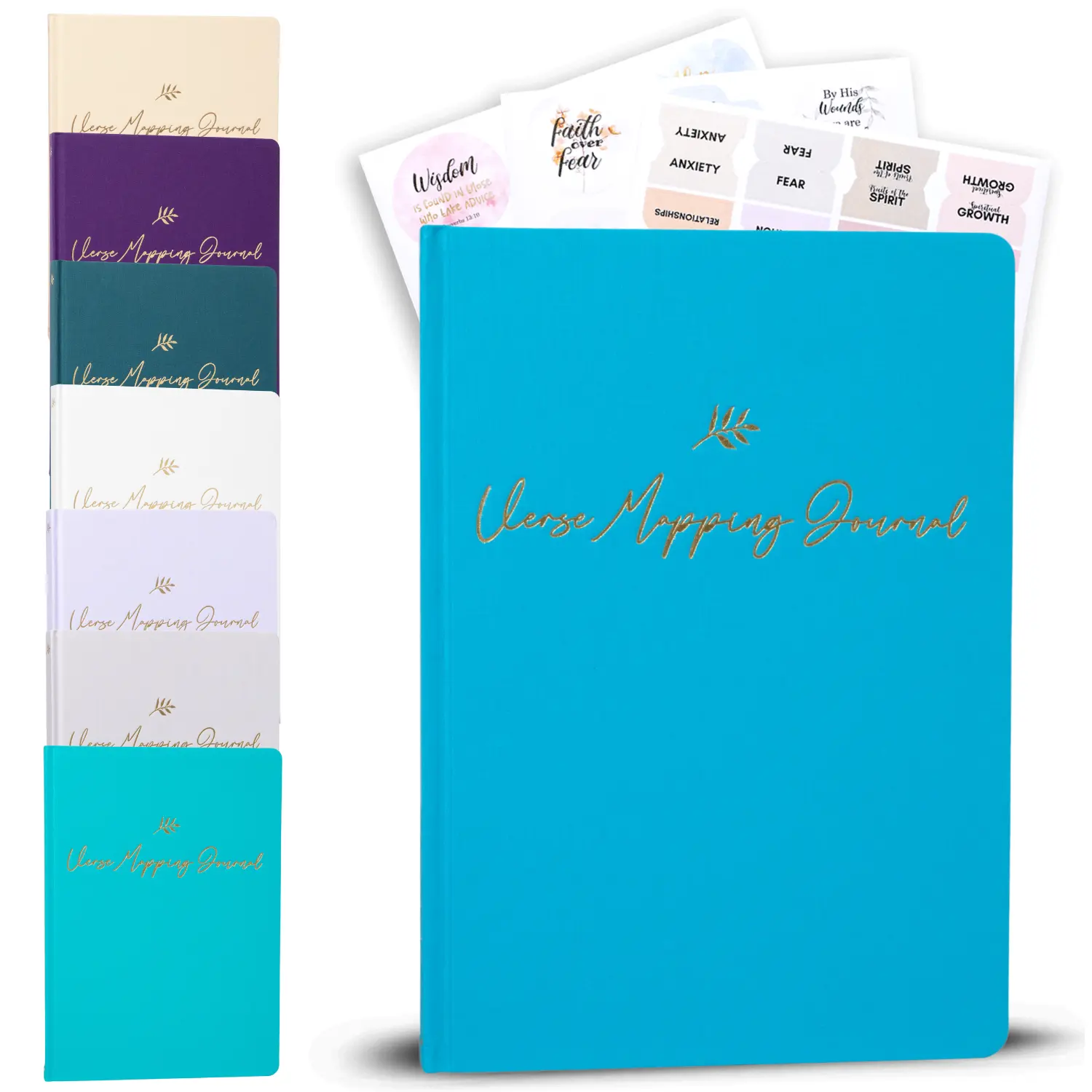 Graceful By Design Linen Biblical Verse Mapping Journal, 7"x10" with 3 New Colors, Gift Box-Included Guided Notebook for Scripture Study, Office Stationery Notebooks & Paper, Biblical Verse Notebooks