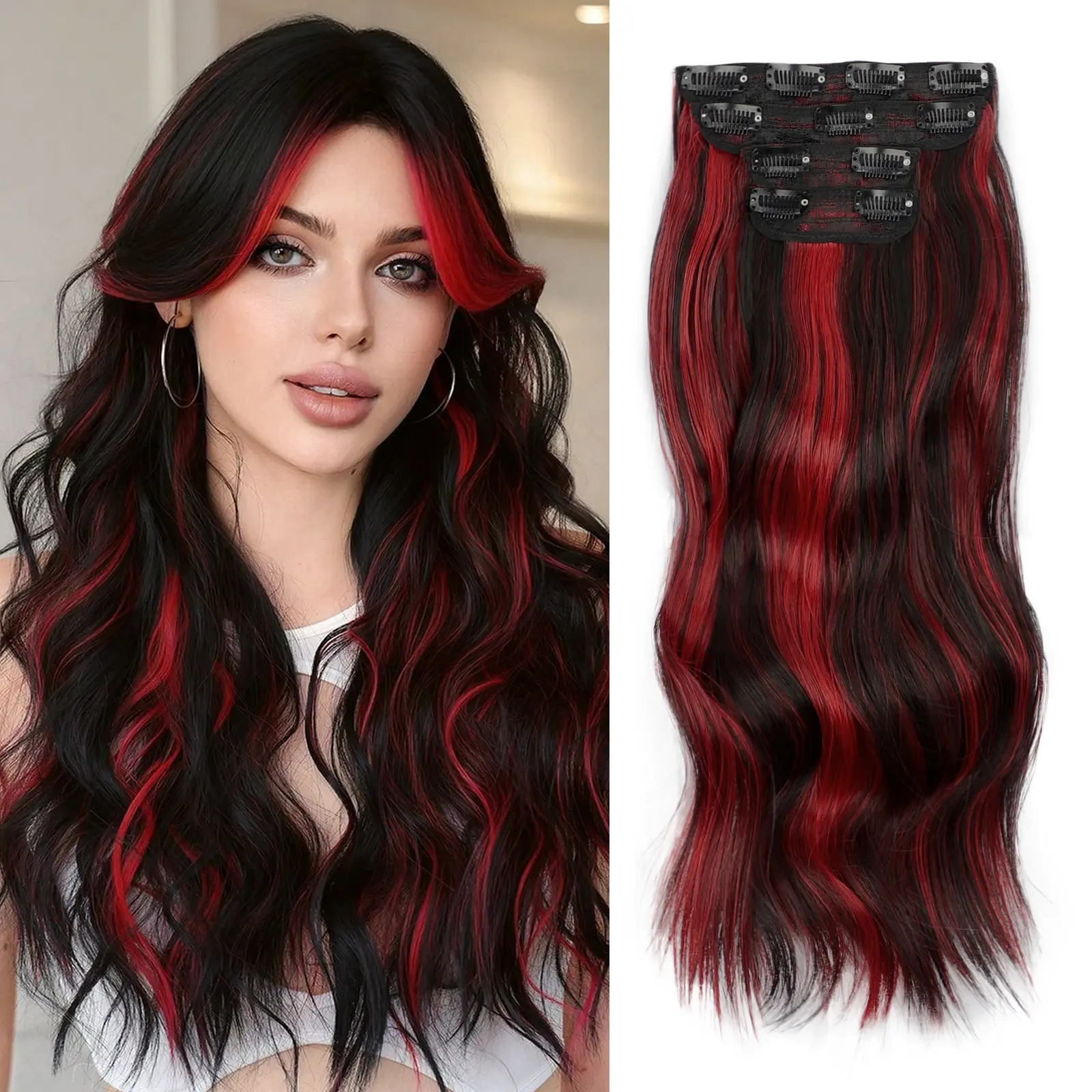 Black mix Red (wavy)