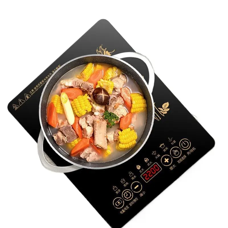 3500W High-End Smart Touch-Control Induction Cooktop - 28x35cm Household Built-In Energy Efficient Electric Ceramic Stove, Combination Set 4 (Soup Pot, Frying Pan), 200W & Above Power, Heat Resistant, Safety Protections for Modern Families' Daily Meals, 3