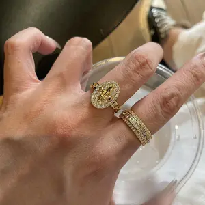 Full Diamond Iris Motif Ring for Women, Luxury Minimalist Stackable Alloy Band for Daily Party Wear or Gift