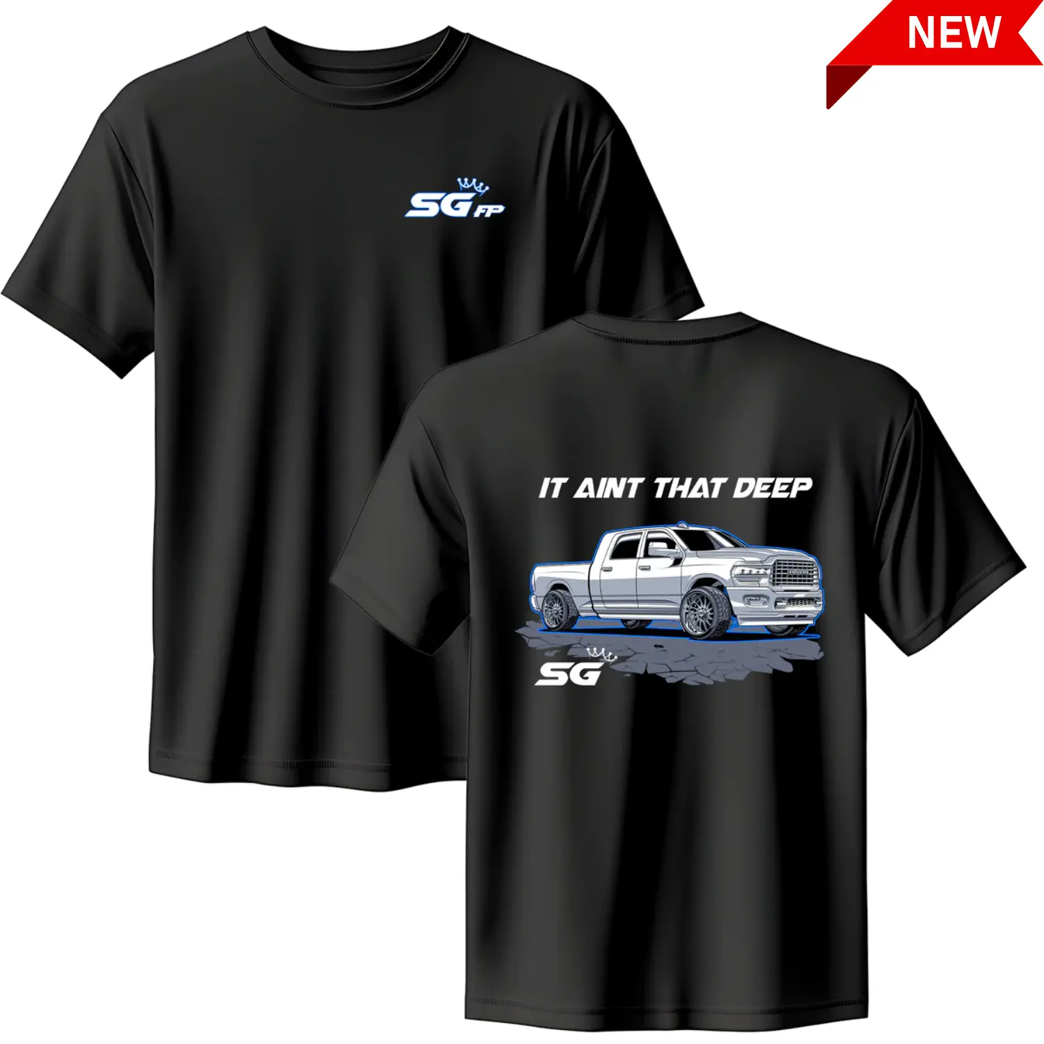 SG x Fitzgerald Performance Truck T-Shirt, "It Ain’t That Deep" Custom Pickup Graphic Tee, Diesel Performance Streetwear Shirt for Men, Gift for Truck Enthusiasts