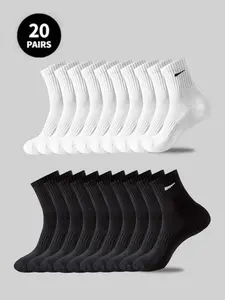 20 Pairs Basic Socks, Soft Skin-Friendly Sporty Style, Versatile Daily Wear for Men & Women, Comfortable Everyday Use