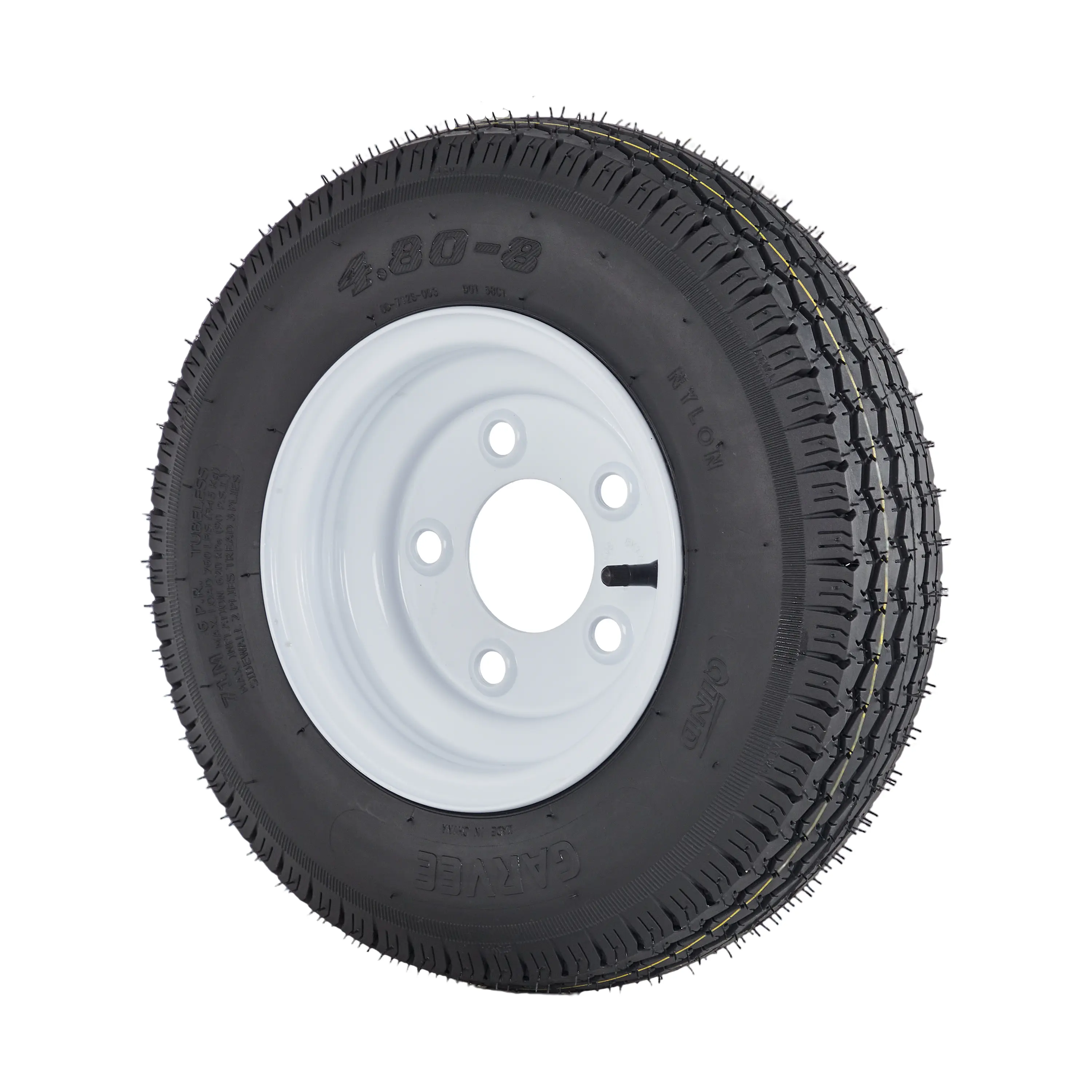 Air-Tight Heavy Duty 4-Bolt Trailer Tires with 12 Inch Rims (Pair) - Multi-Fit 5.30-12 / 4.80-12 Sizes - Reinforced 6-Ply Bias Load Range C - Anti-Blowout Sidewall Technology for Rugged Terrain Utility & Boat Transport