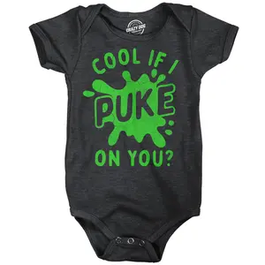 Cool If I Puke On You Baby Bodysuit Funny Sarcastic Graphic Novelty Jumper for Infants Funny Baby Onesies Novelty Onesie Black -