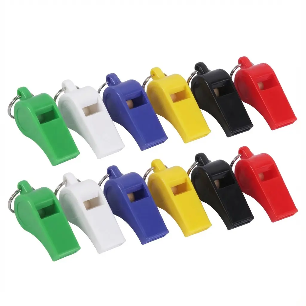 12-Pack Lightweight Colorful Compact Plastic Safety Whistles with Whistle Mouthpiece - Coaches' Sports Accessory for Emergency Security, Outdoor Survival Use