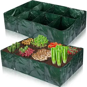 Portable Divided Planting Bag (8-Cell / 90x60x25cm) | Breathable Non-Woven Fabric — Prevents Waterlogging | 8-Cell Partition: Grow 8 Varieties in One Bag | Ideal for Balcony Gardening, Courtyard Planting, and Rooftop Vegetable Gardens